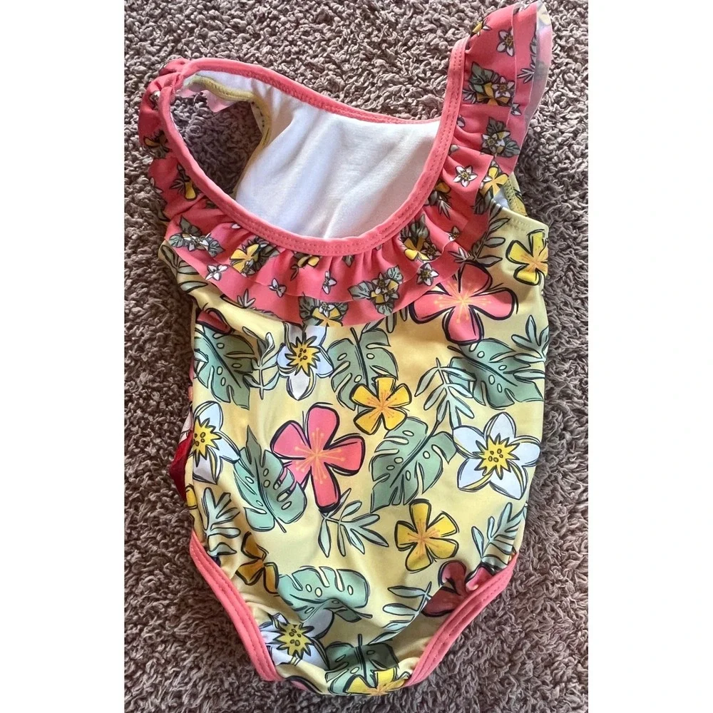 Disney Moana 2 Baby Girls One Piece Swimsuit and Ruffle Skirt Set Yellow 12M